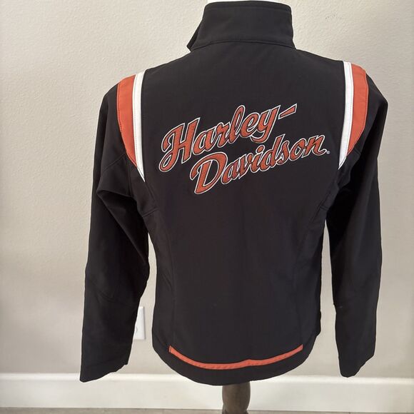 Harley Davidson Black Orange Full Zip Jacket Soft Shell Women’s Size Medium - Picture 11 of 16